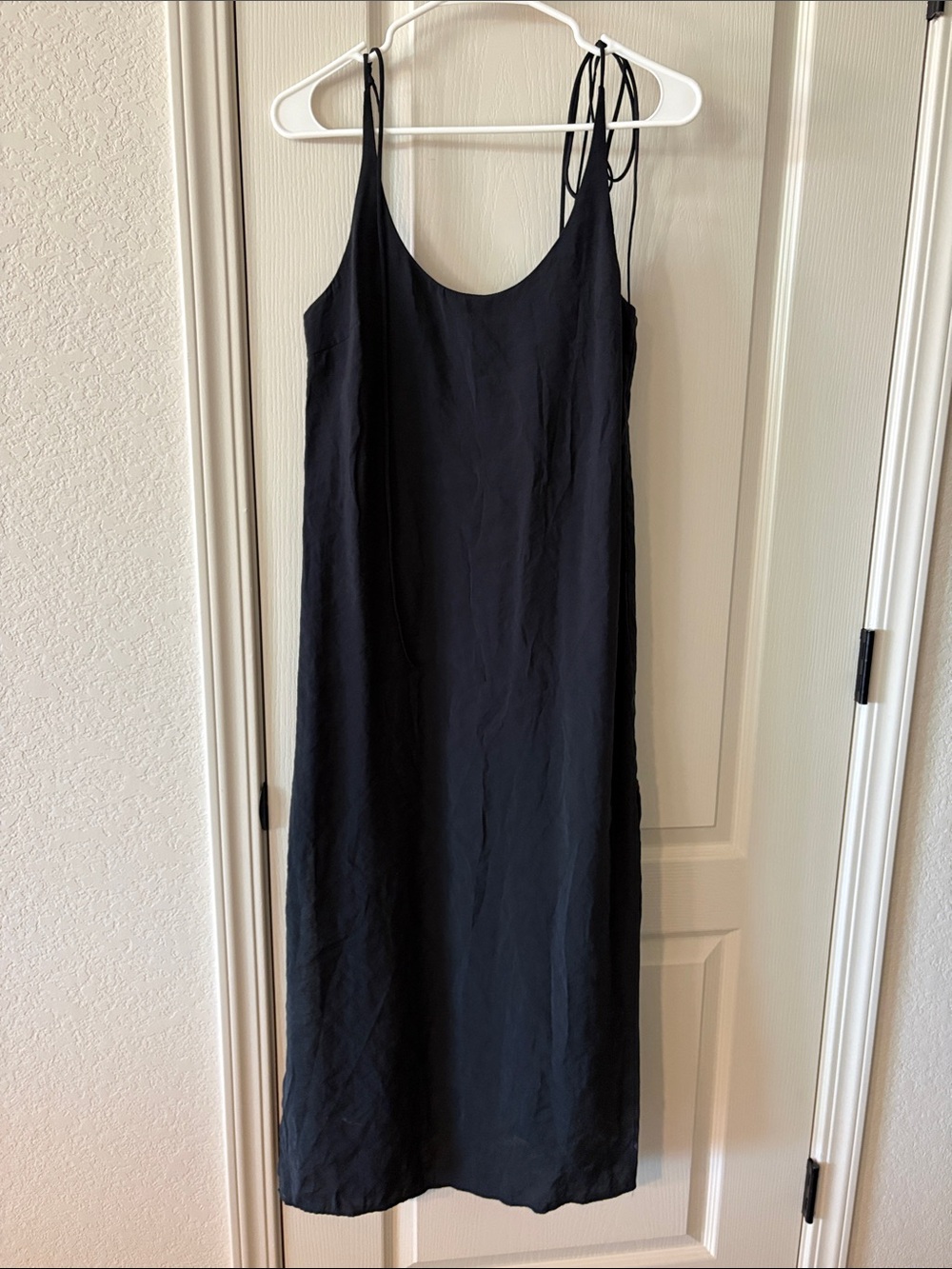 Zara Black Midi Slip Dress with Tie Straps